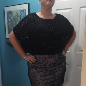 Torrid Black Open Stitch Cropped Sweater